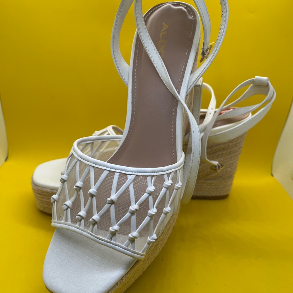ALDO White Woven Women's Wedge Sandals